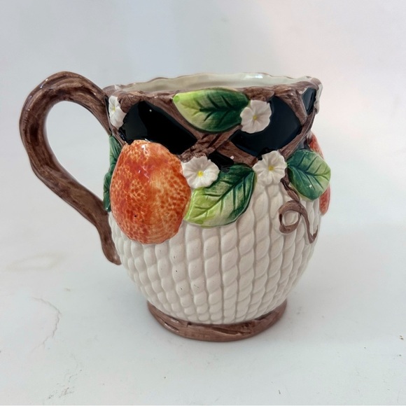 FITZ & FLOYD 1992 Mediterranean Fruit Orange Blossoms Basket Weave Coffee Mug - Picture 3 of 9